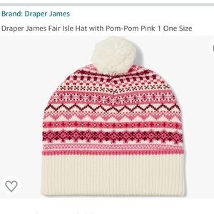 Draper James Fair Isle Hat with Pom-Pom Pink
